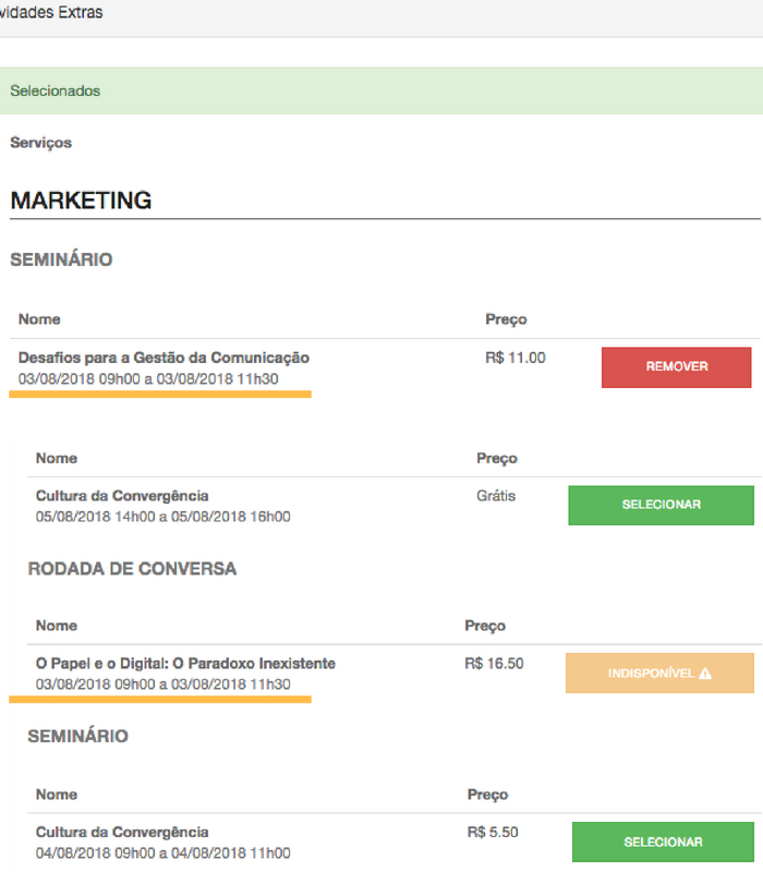 gerenciador de eventos