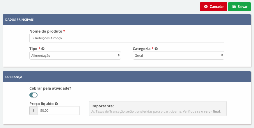 sistema de eventos