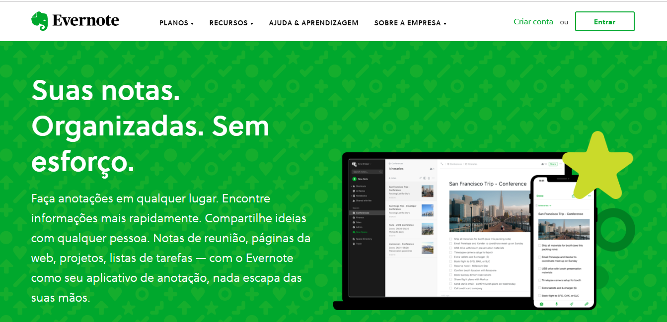 ferramentas organização de eventos- evernote